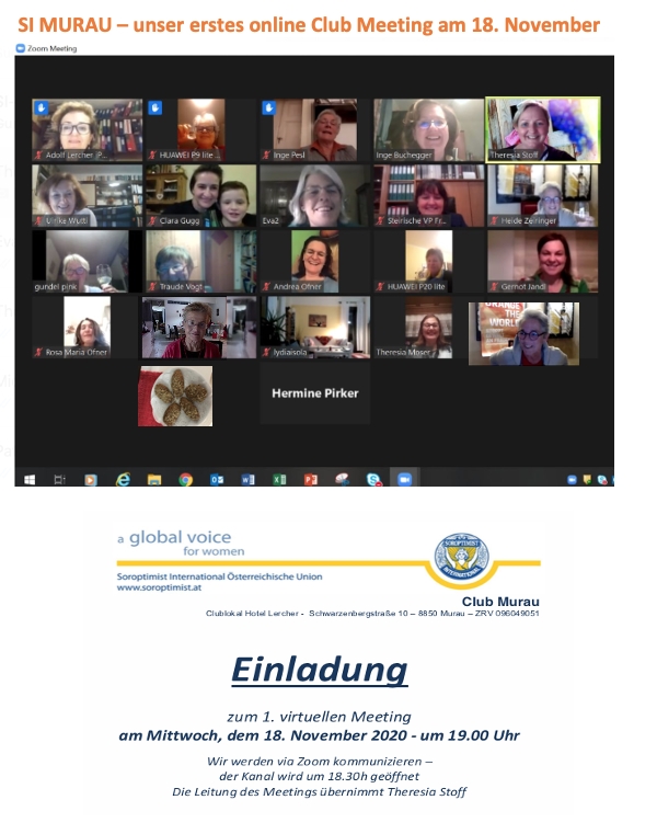 Unsere erste online Clubsitzung am 18. November 2020